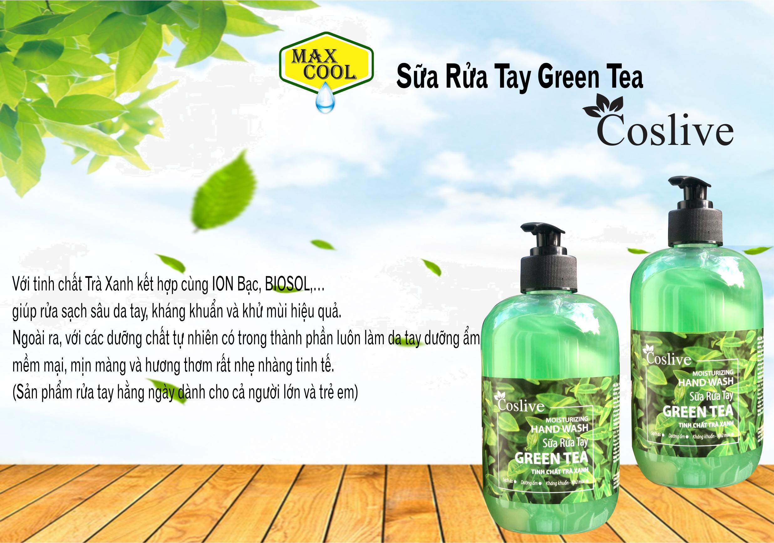 Sữa rửa tay tinh chất trà xanh (Coslive Moisturizing Hand Wash) 500ml