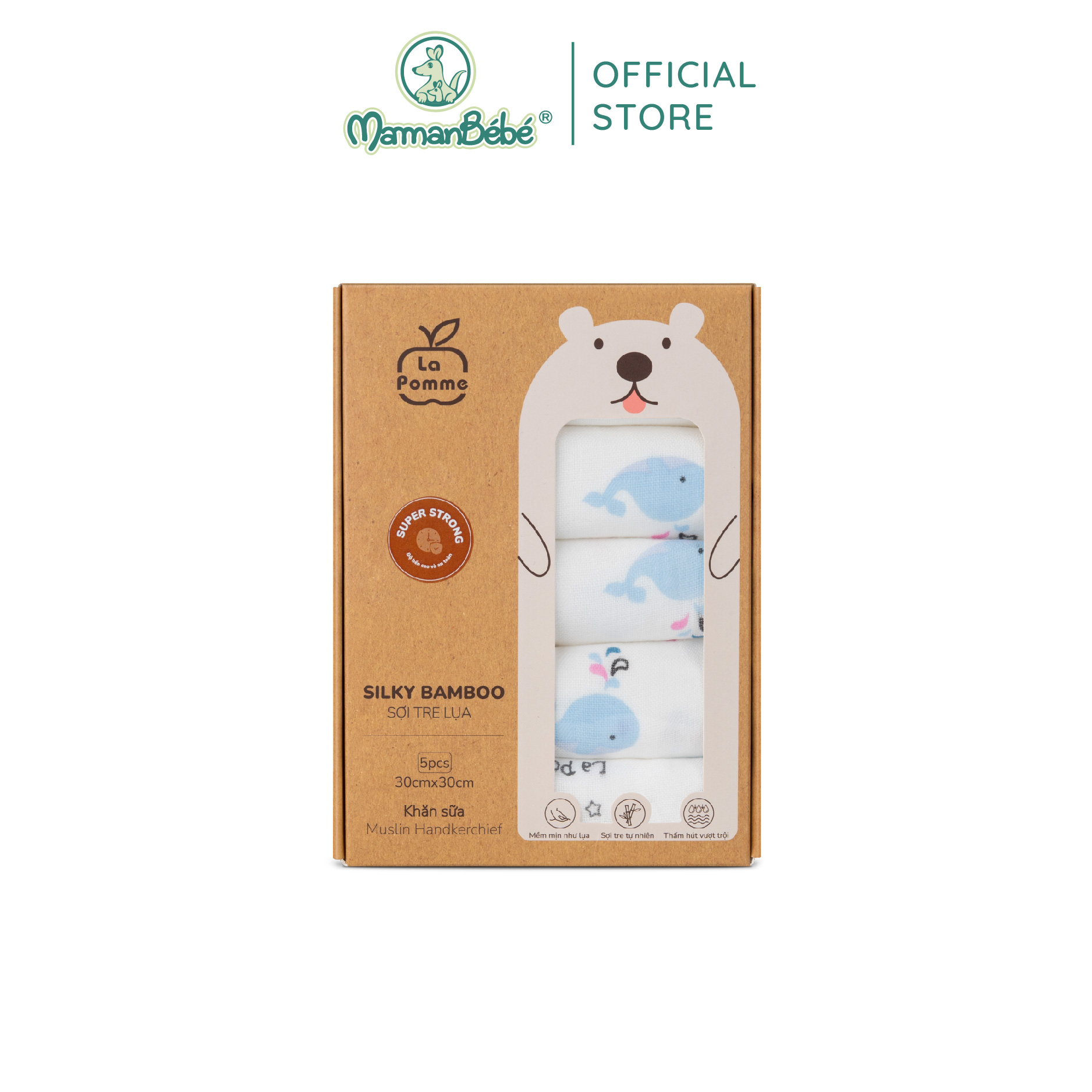 K001 Set 5 Khăn sữa sợi tre lụa (30x30cm) La pomme