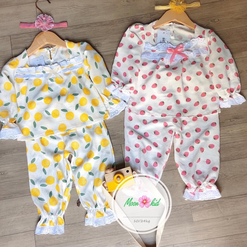 Nơi bán Combo 2 bộ đồ ngủ cho bé gái chất đũi tơ mềm mịn.