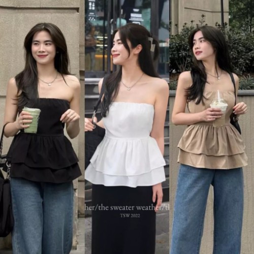Áo quây trơn peplum chun lưng - 247storefashion - ao3372_p0k70