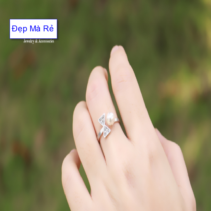 Ring bow applique stone delivery Pearl (self-adjustable big small according to the finger)-commitment 1 Đổi 1 if Hoen, Rust