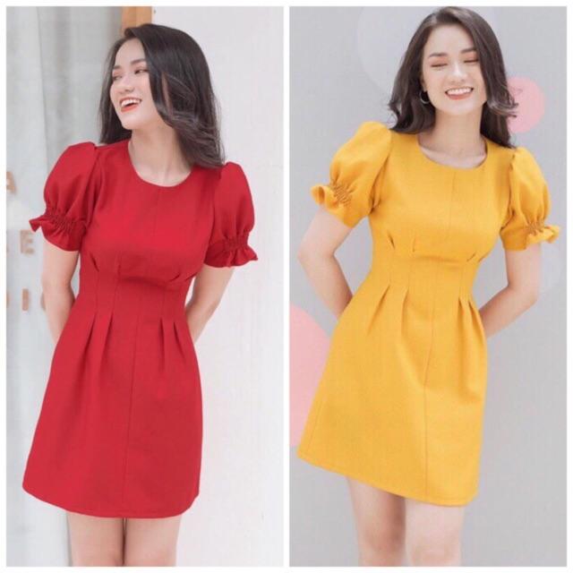 [HCM]Đầm xếp li thắt nơ 2 màu (kèm hình thật)