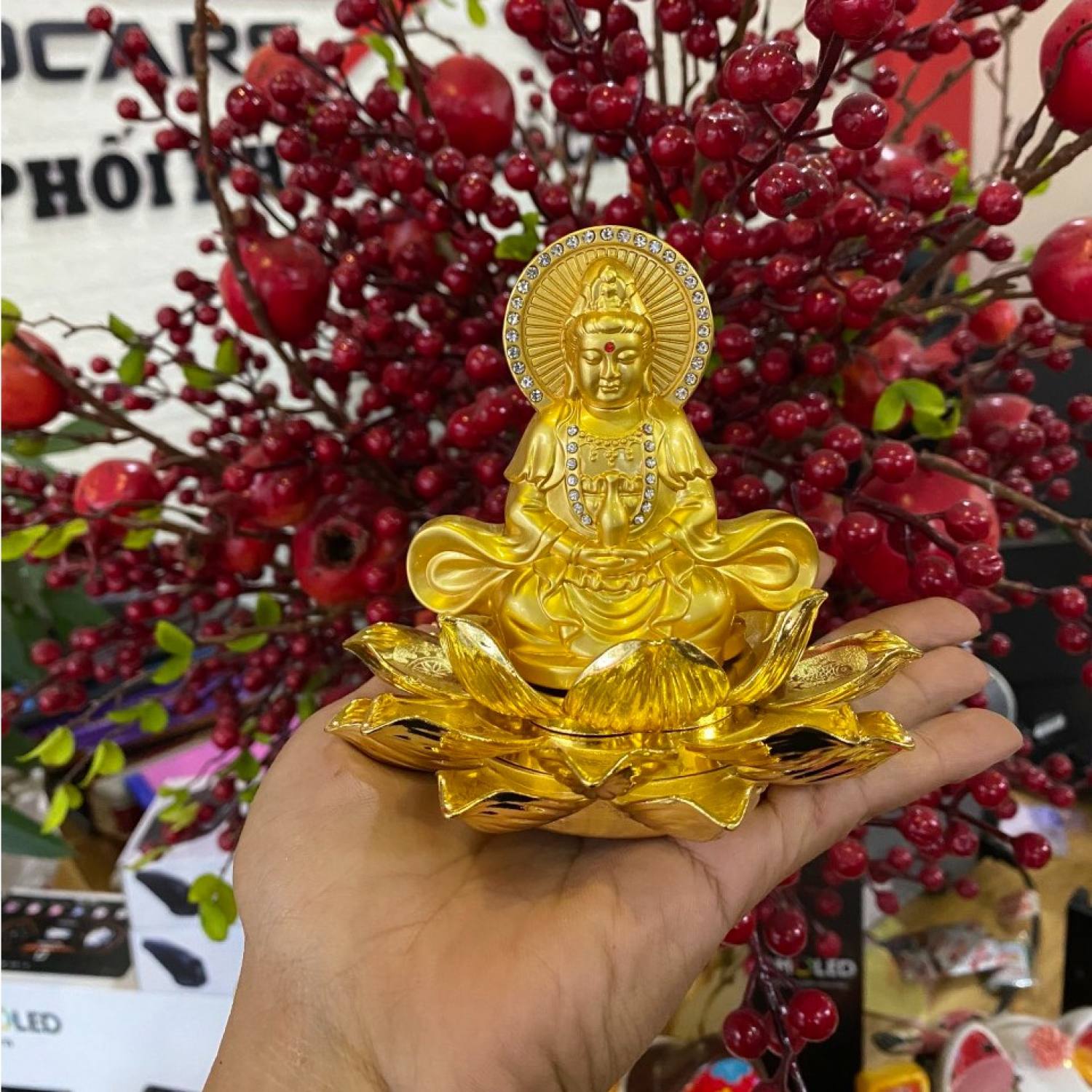 Tượng phật quan âm đài sen 2 mặt cao cấp - sang trọng