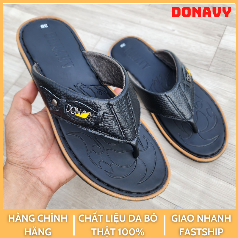 DÉP XỎ NGÓN NAM DA BÒ THẬT 100% KHÂU ĐẾ CAO SU CAO CẤP ĐÍNH KHUY QUAI HỌA TIẾT SIÊU NÉT DÉP NAM THỜI TRANG CHO MÙA 2023-2024 D.KL