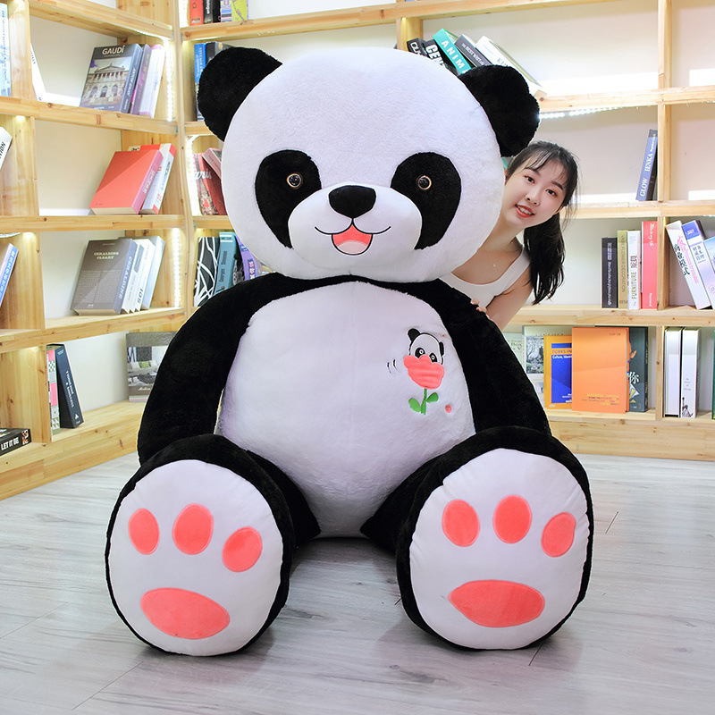 Búp bê gấu trúc mô phỏng dễ thương đồ chơi sang trọng búp bê gấu ôm thêu hoa cỡ lớn búp bê ngủ thoải mái trẻ em