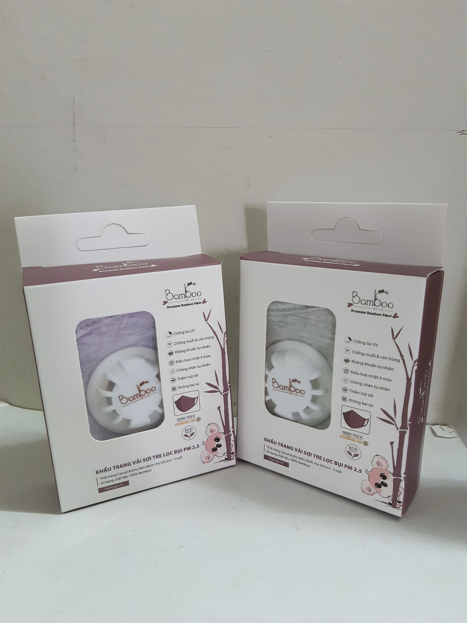 Khẩu trang trẻ em sợi tre có van khí