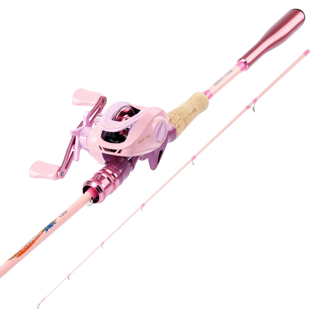 Combo câu Lure cần + máy màu hồng