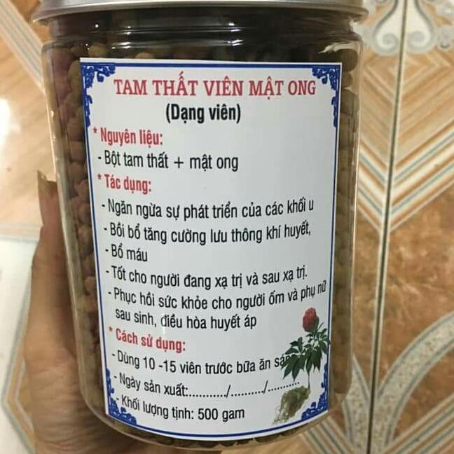 hộp 500g viên tam thất mật ong rừng