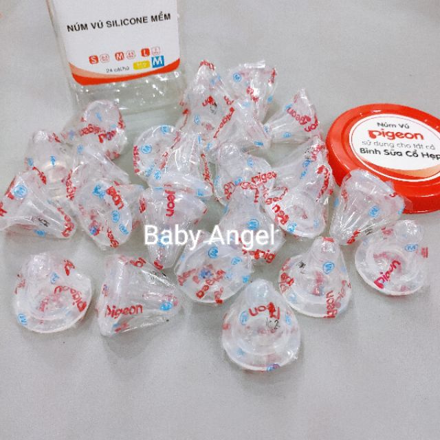() Núm ti silicone cổ hẹp Pigeon S / M / L
