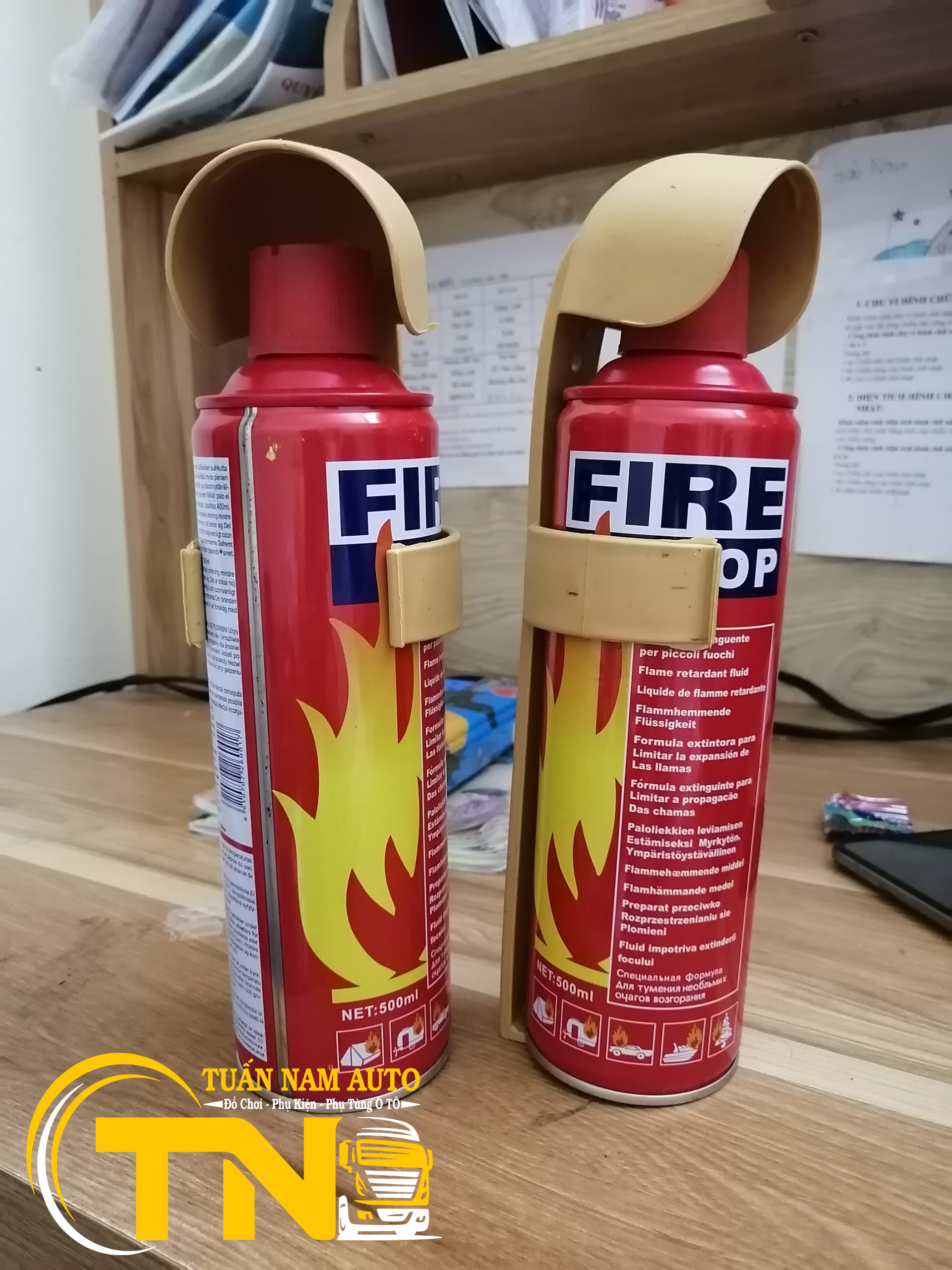 Bình cứu hỏa chữa cháy mini cho ô tô, xe hơi, xe máy fire stop 500ml