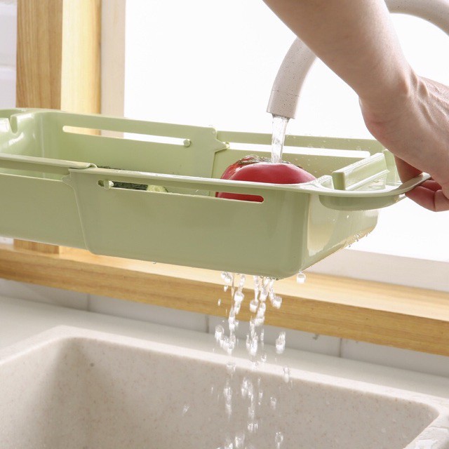 Rổ gác bồn rửa chén xếp gọn đựng đồ đa năng.