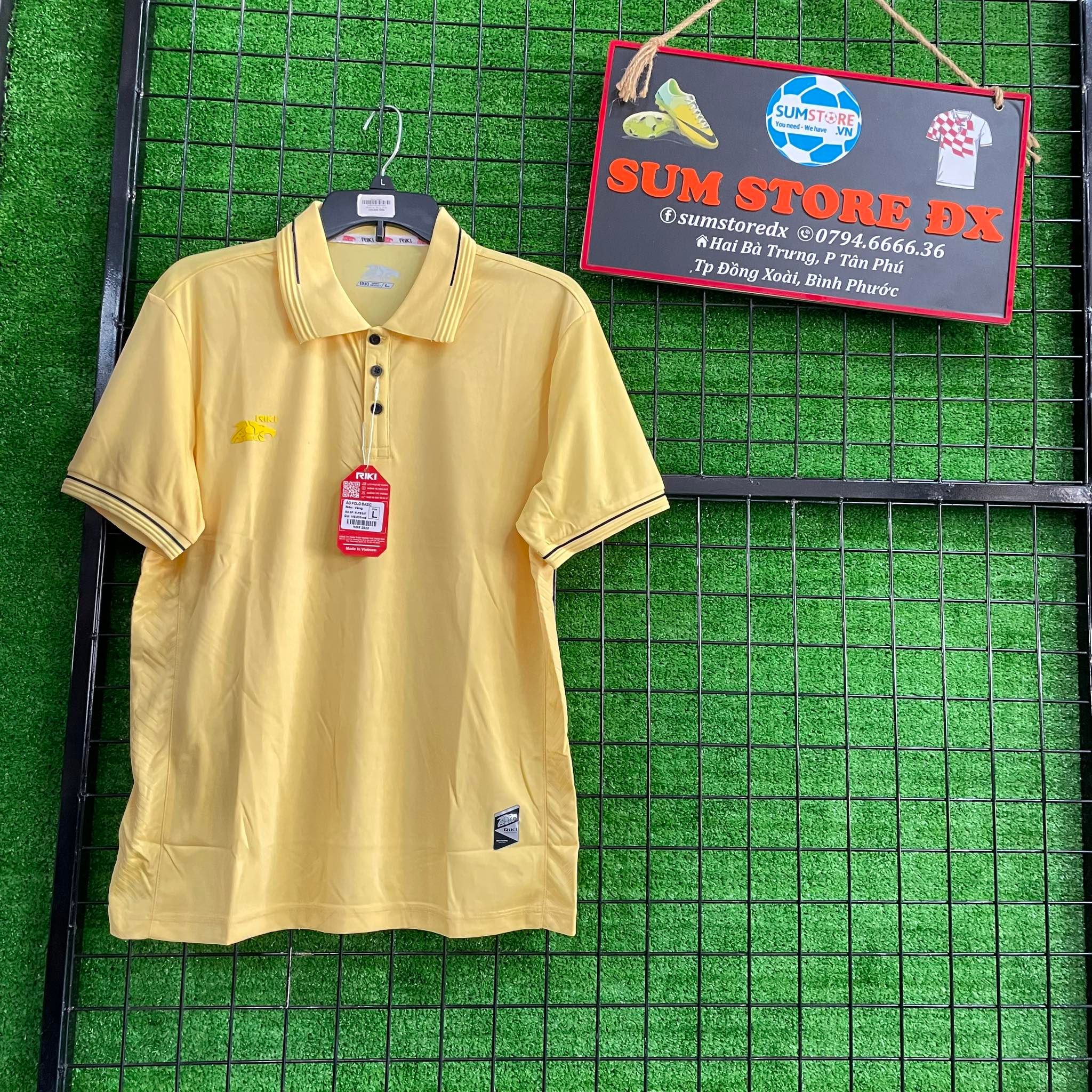 Áo bóng đá chính hãng polo riki basic vàng - áo đá banh mẫu mới, cực hot