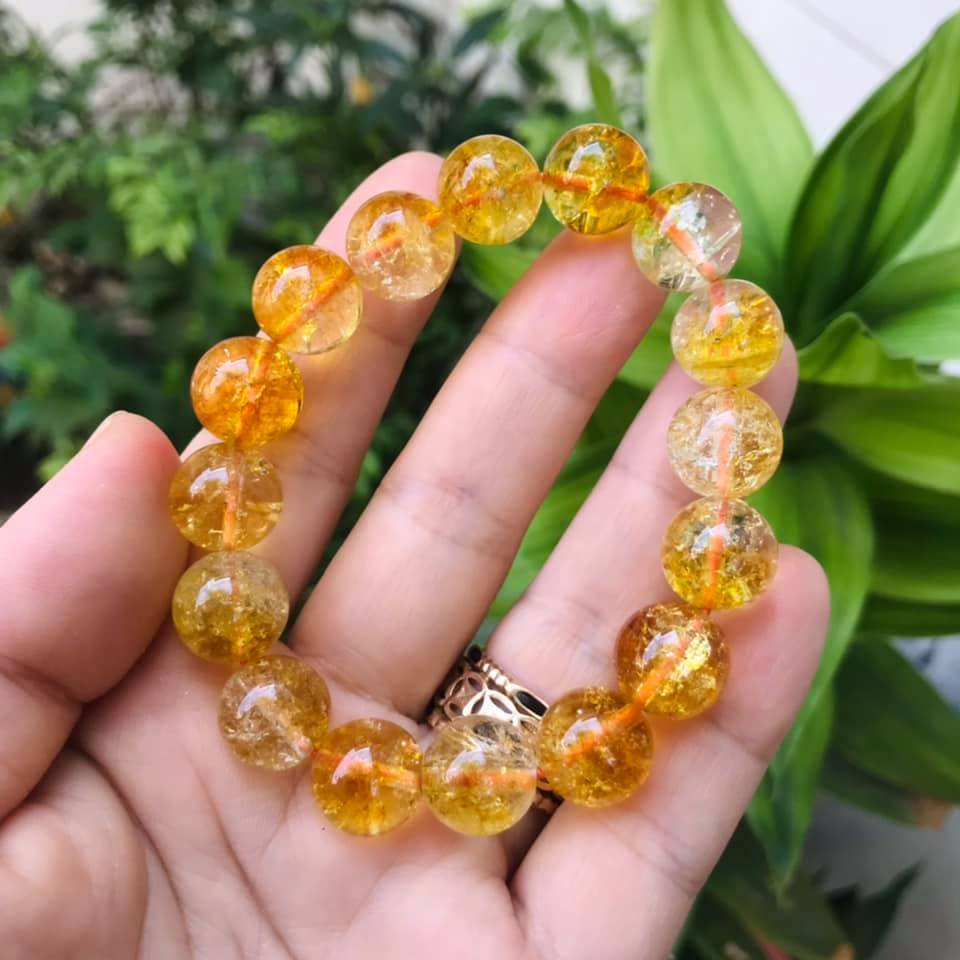 Vòng tay thạch anh ưu linh vàng 12ly