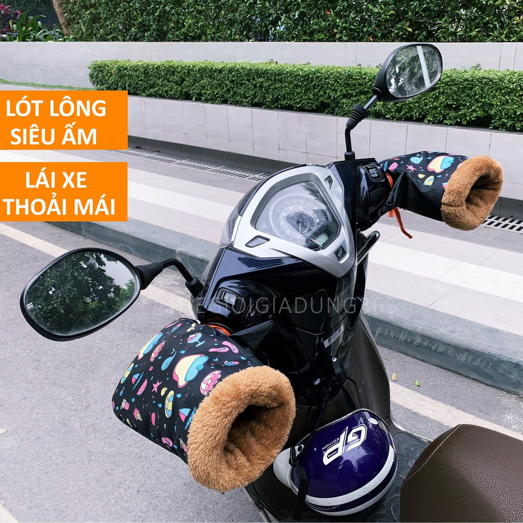 Găng tay đi xe máy mùa đông nam nữ lót lông dày dặn giữ ấm chống mưa rét phù hợp với mọi loại xe máy an toàn tiện lợi, găng tay phao đi xe máy. găng tay treo xe máy lót lông