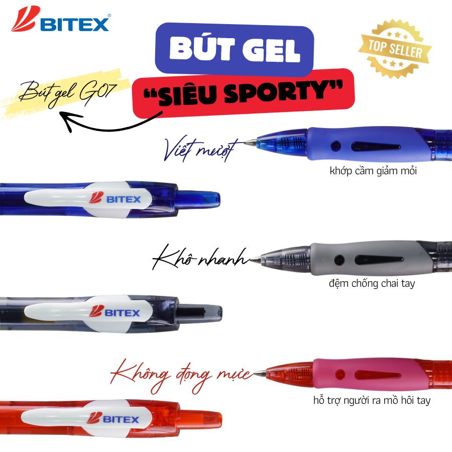 Bút gel Bitex G07 0.5mm màu đỏ, đen, xanh
