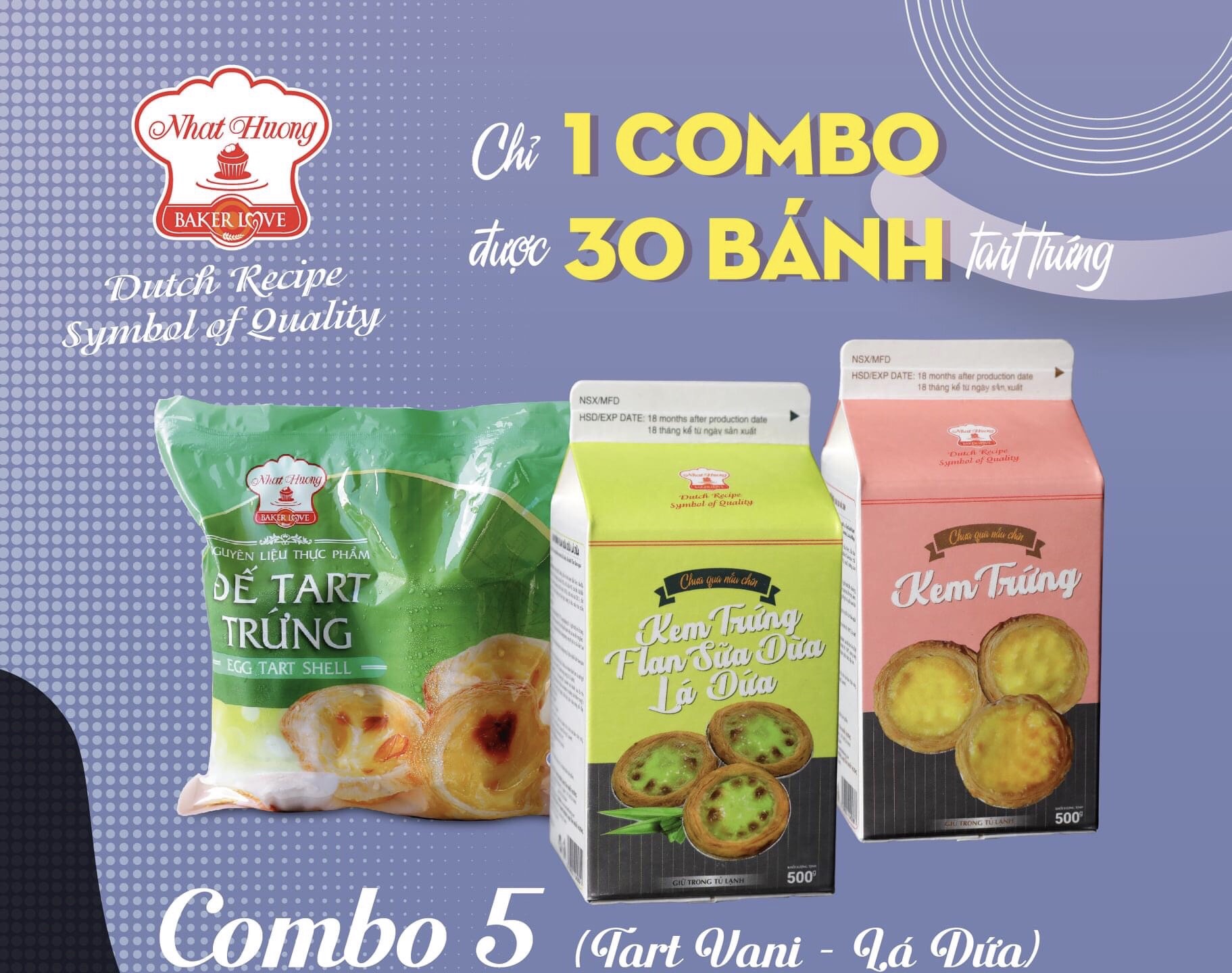 Combo Tart Trứng Và Kem Trứng Vani – Lá Dứa (Hàng Lạnh Quý Khách Vui Lòng Chọn Hình Thức Giao Nhanh 2h Giúp Ạ)