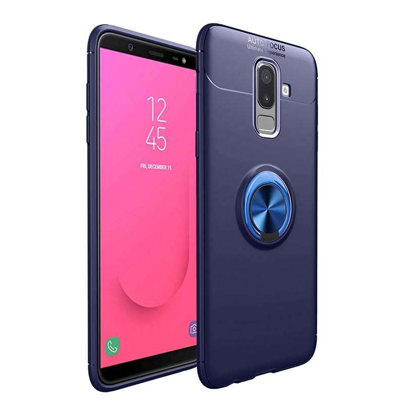 Ốp Lưng Auto Focus Samsung J8/ A6+ Cao Su Bracket Iring (Đen)