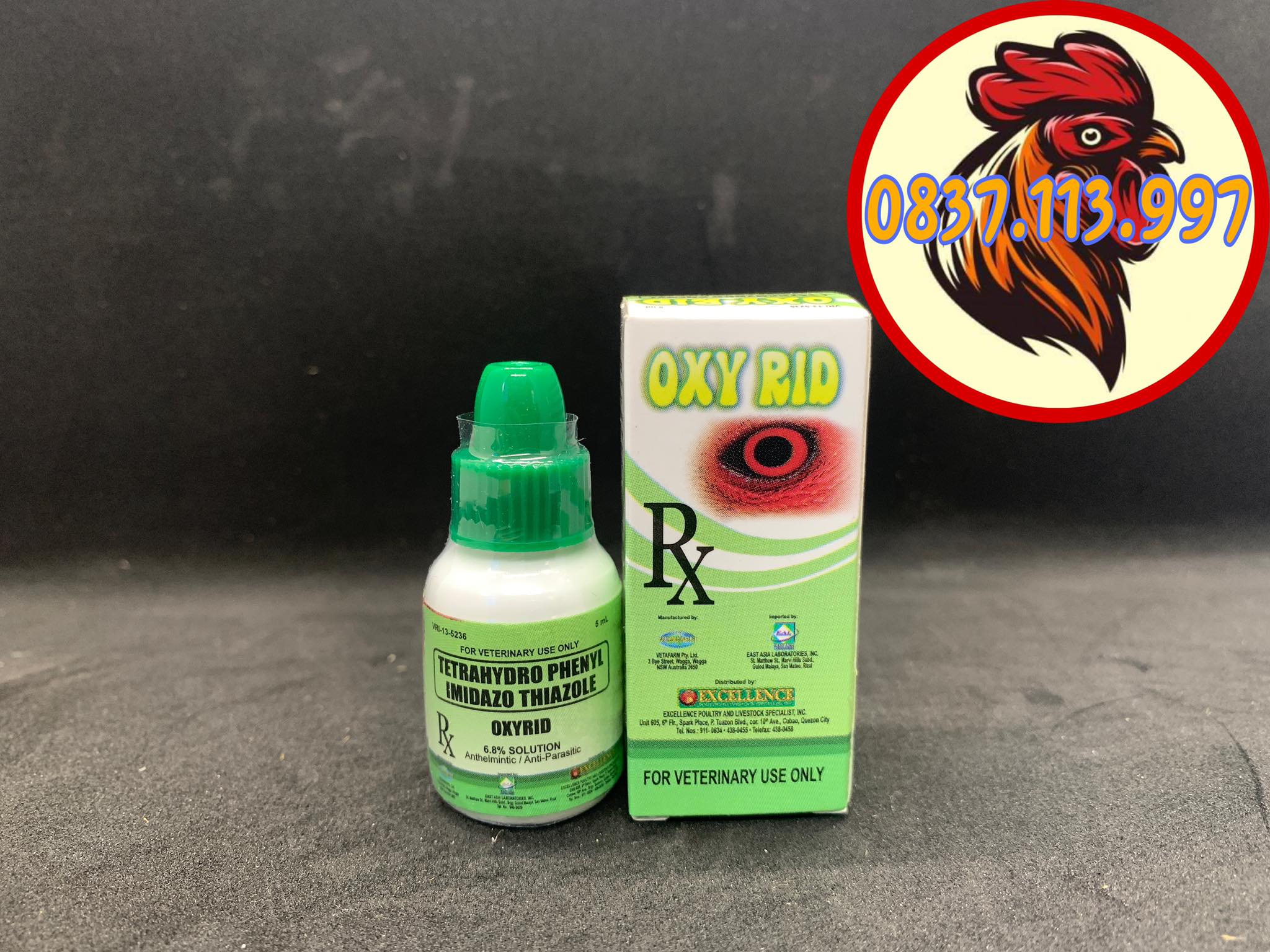 OXY RID TRI SÂU MẮT, GIUN MẮT CHO GÀ ĐÁ CHAI 5ML
