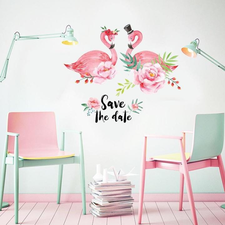 Decal dán tường đôi chim Hồng Hạc JM7340