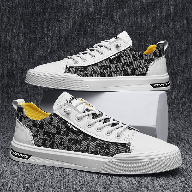 Giày Nam, Giày Sneaker Nam Vải Bò Phối Da Cao Cấp