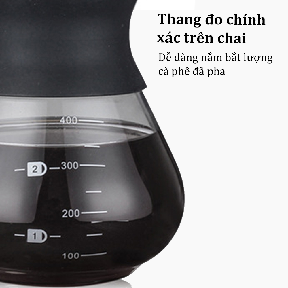 Bình Pha Cà Phê chứa phễu pha cà phê Bình cà phê thủy tinh Bình Pha Kèm Phễu 400ml ấm pha cà phê có dấu tích Máy pha cà phê coffee maker DODO