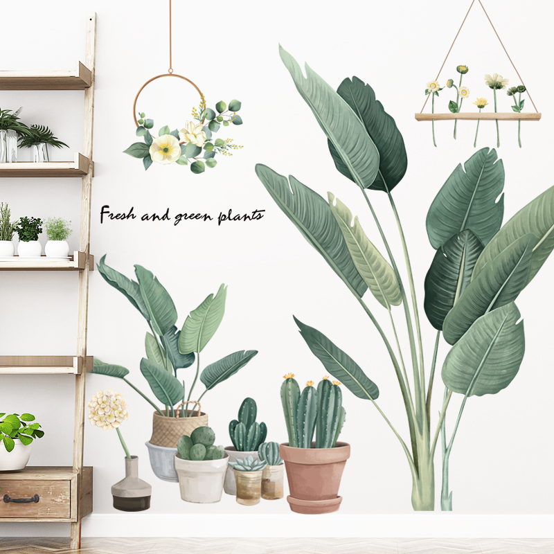 Sticker Giấy Dán Tường Decal Dán tường Mẫu Hoa Lá Cực Xinh ZH019