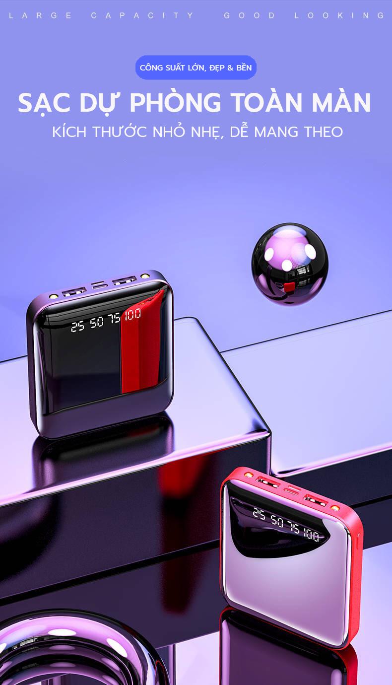 Sạc Dự Phòng Tráng Gương 20000mAh