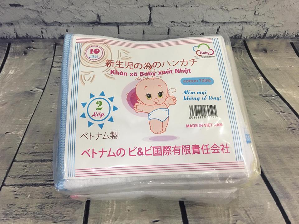 Khăn sữa cotton 2 lớp mềm cho bé - Set 10 cái