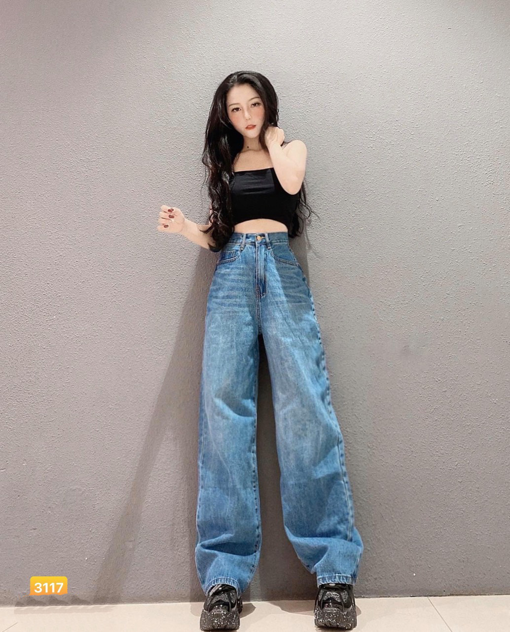 QUẦN JEAN ỐNG NỮ LƯNG CAO LAI CUỐN RÂU MÈO MÀU XANH CAO CẤP NITI ĐỦ SIZE S M L SIÊU PHONG CÁCH FORM DÁNG CỰC CHUẨN NHÌN LÀ GHIỀN