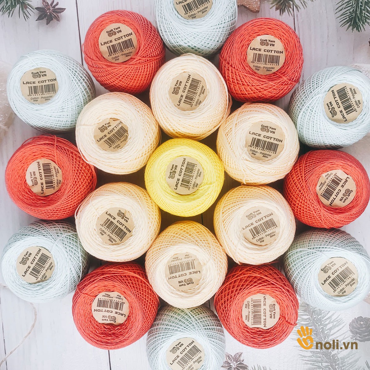 Sợi lace cotton Craft yarn VN móc váy áo mùa hè cực mát, nhiều cotton thấm hút mồ hôi, siêu nhẹ 50g xuất xứ Việt Nam