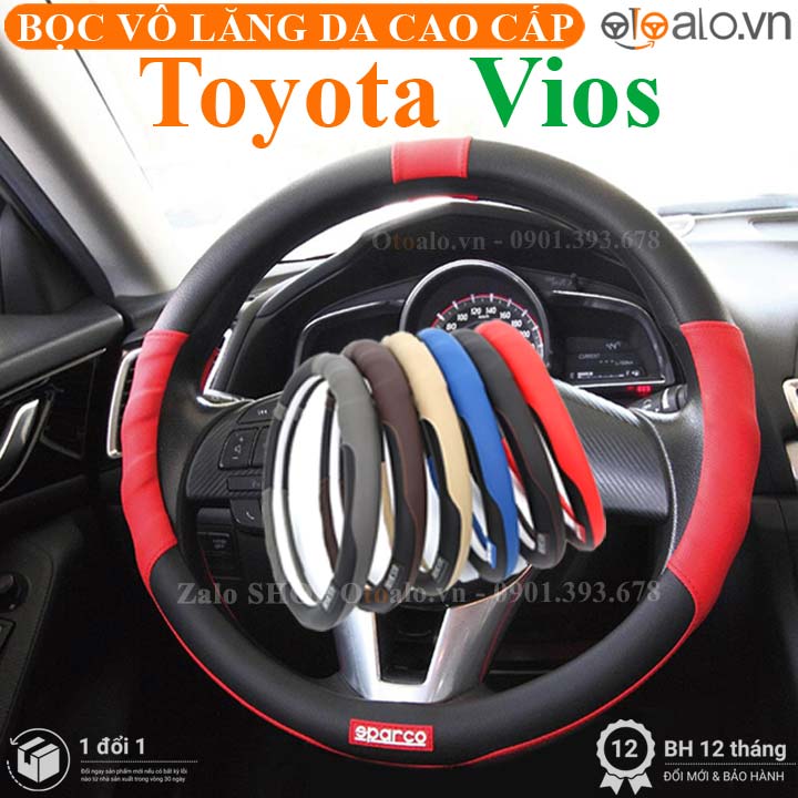 Bọc vô lăng sparco dành cho xe Toyota Vios da PU cao cấp chống trượt tay - OTOALO