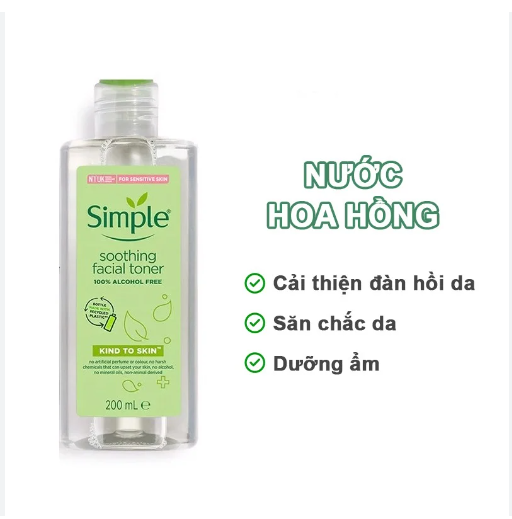 Nước Hoa Hồng Simple 200ml dịu nhẹ