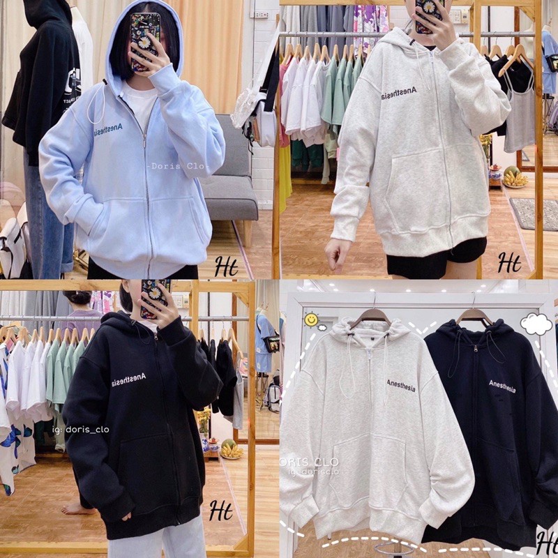 [FREESHIP] Áo khoác hoodie nỉ khoá mũ túi bụng Anesthesia, cam kết sản phẩm đúng mô tả, chất lượng đảm bảo