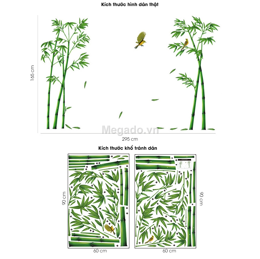 [HCM]Decal Dán Tường Hai Bụi Trúc Xanh