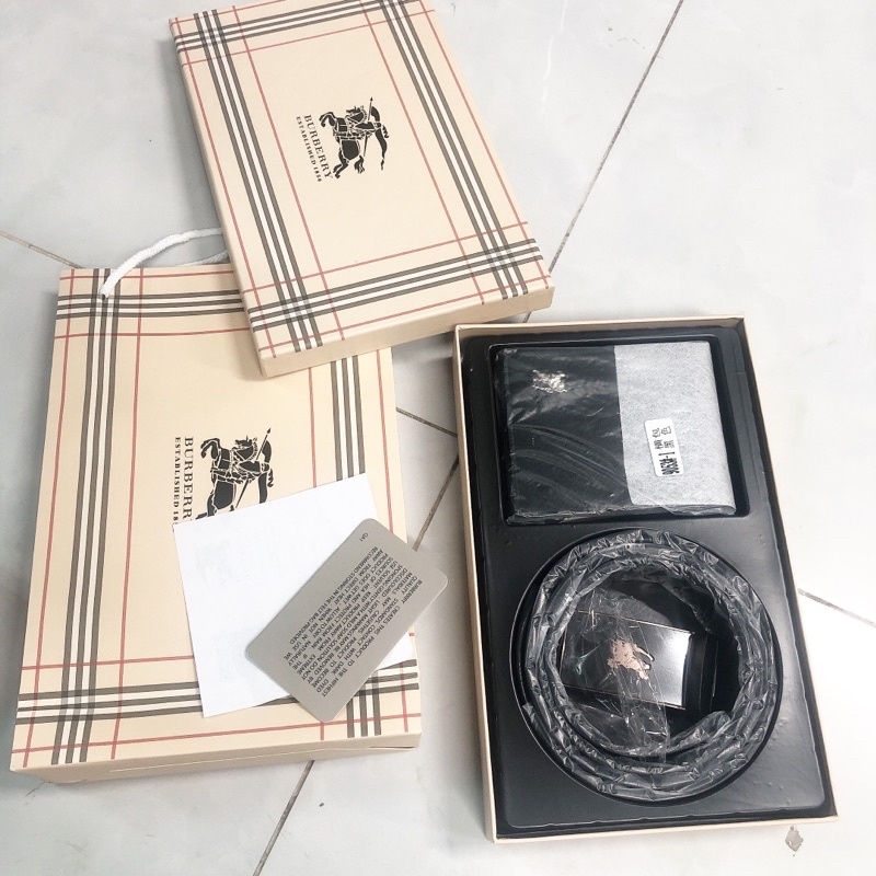 ☁∋✉  set Combo dây nịt thắt lưng và ví bóp nam hiệu bbr