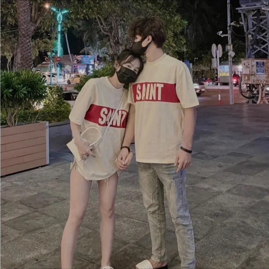 Áo thun cặp đôi nam nữ ulzzang SAINT dáng rộng hottrend