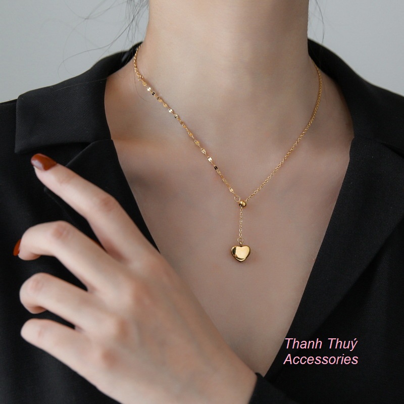 Dây chuyền titan mạ vàng 18k tim rớt