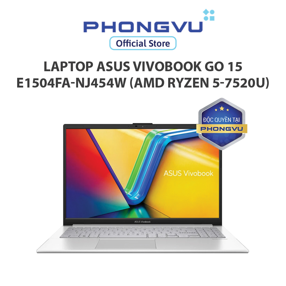 [Voucher 15% max 3TR] Laptop Asus Vivobook Go 15 E1504FA-NJ454W (AMD Ryzen 5-7520U) (Bạc) - Bảo hành 24 tháng
