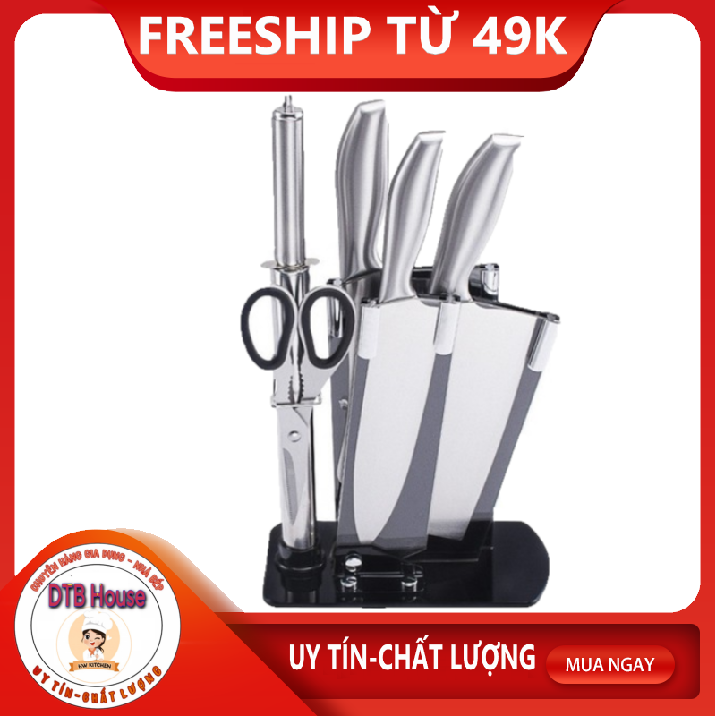 Bộ 5 dao nhật inox kèm kệ đựng dao cao cấp - bộ dao 5 món siêu sắc bén - kèm kệ dắt dao sang trọng