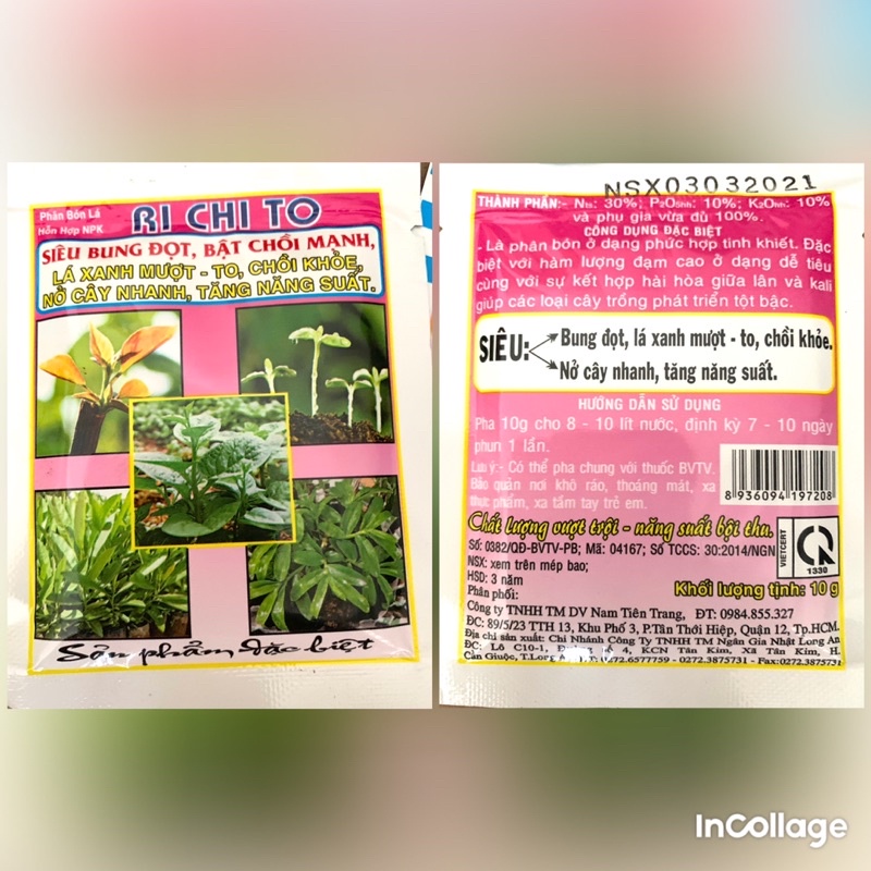 [10ml/10g] Phân bón lá hỗn hợp NPK dạng gói nhỏ