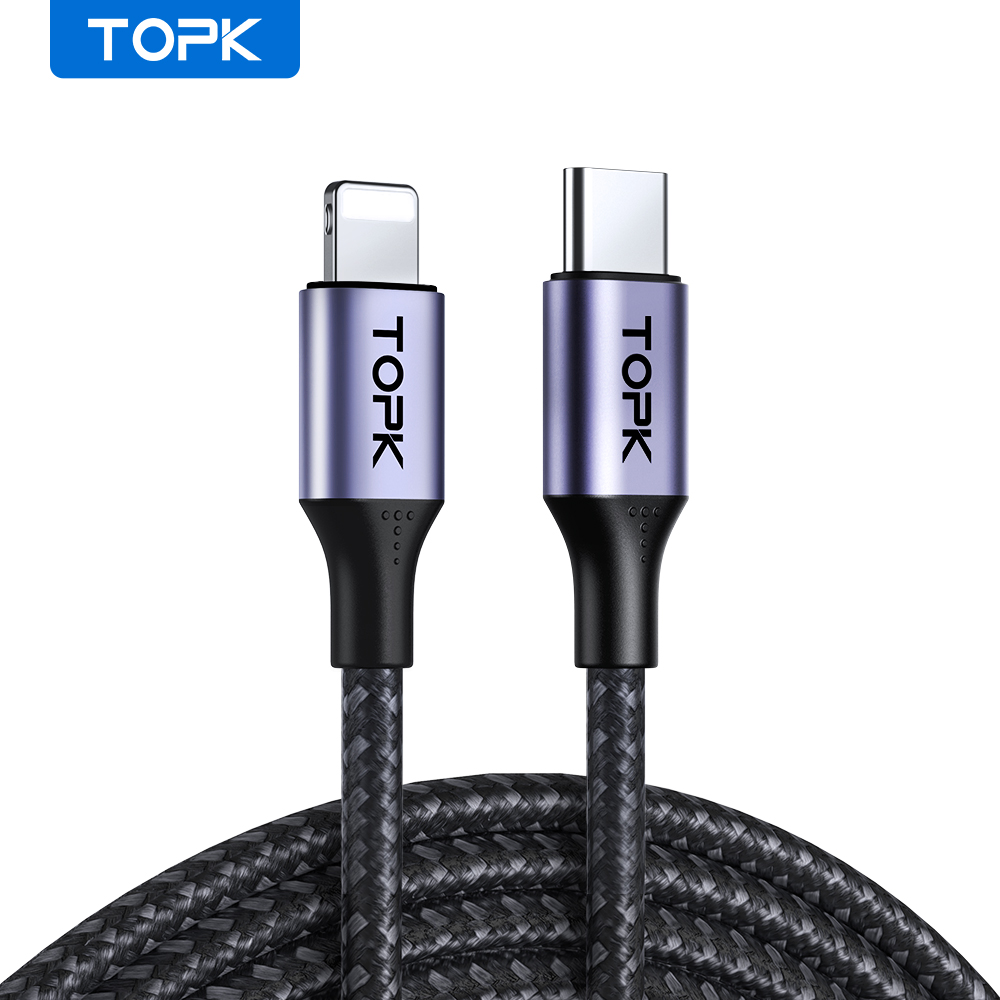 TOPK AP10 USB C to Lightning Cable Fast Charging Cable Data Sync Lightning Cable to USB Type C Charger Cord for iPhone 12 Pro Max/12 Mini/12/11 Pro Max/XS