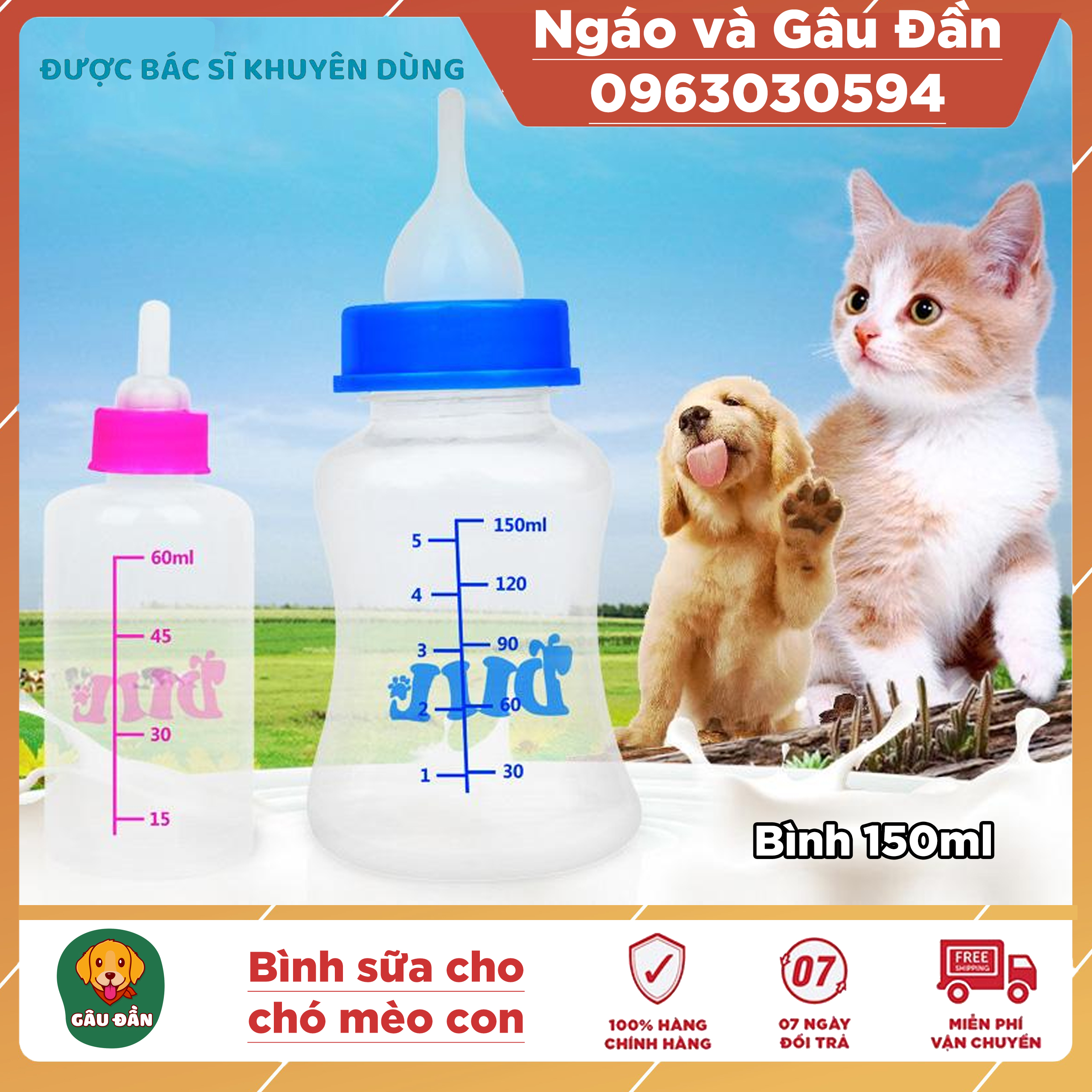 Bình sữa cho chó mèo Pet bottles Diil 150ml - Bình ti cho chó mèo 150ml