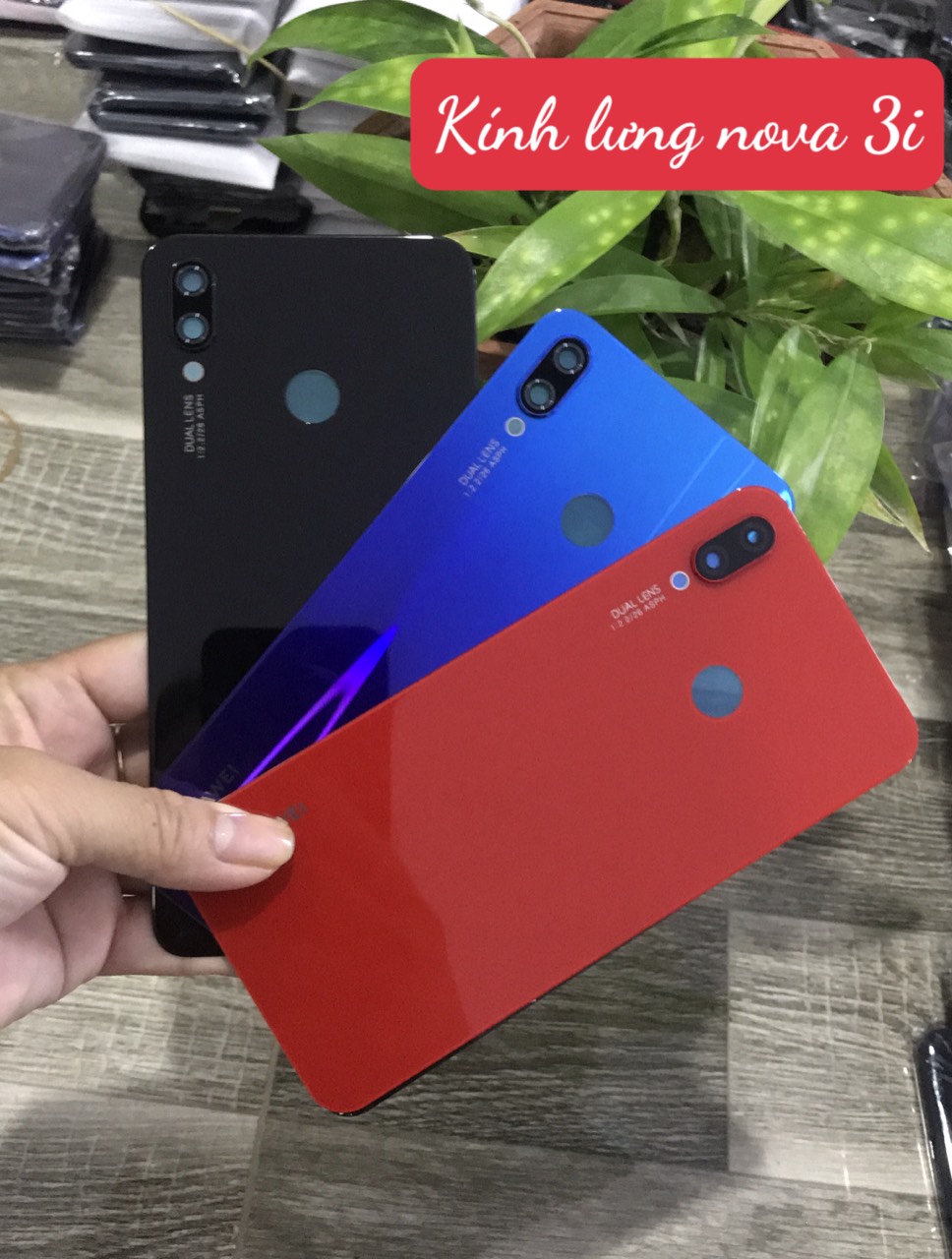 Nắp lưng bằng Kính Huawei Nova 3i (bằng kính kèm kính camera )