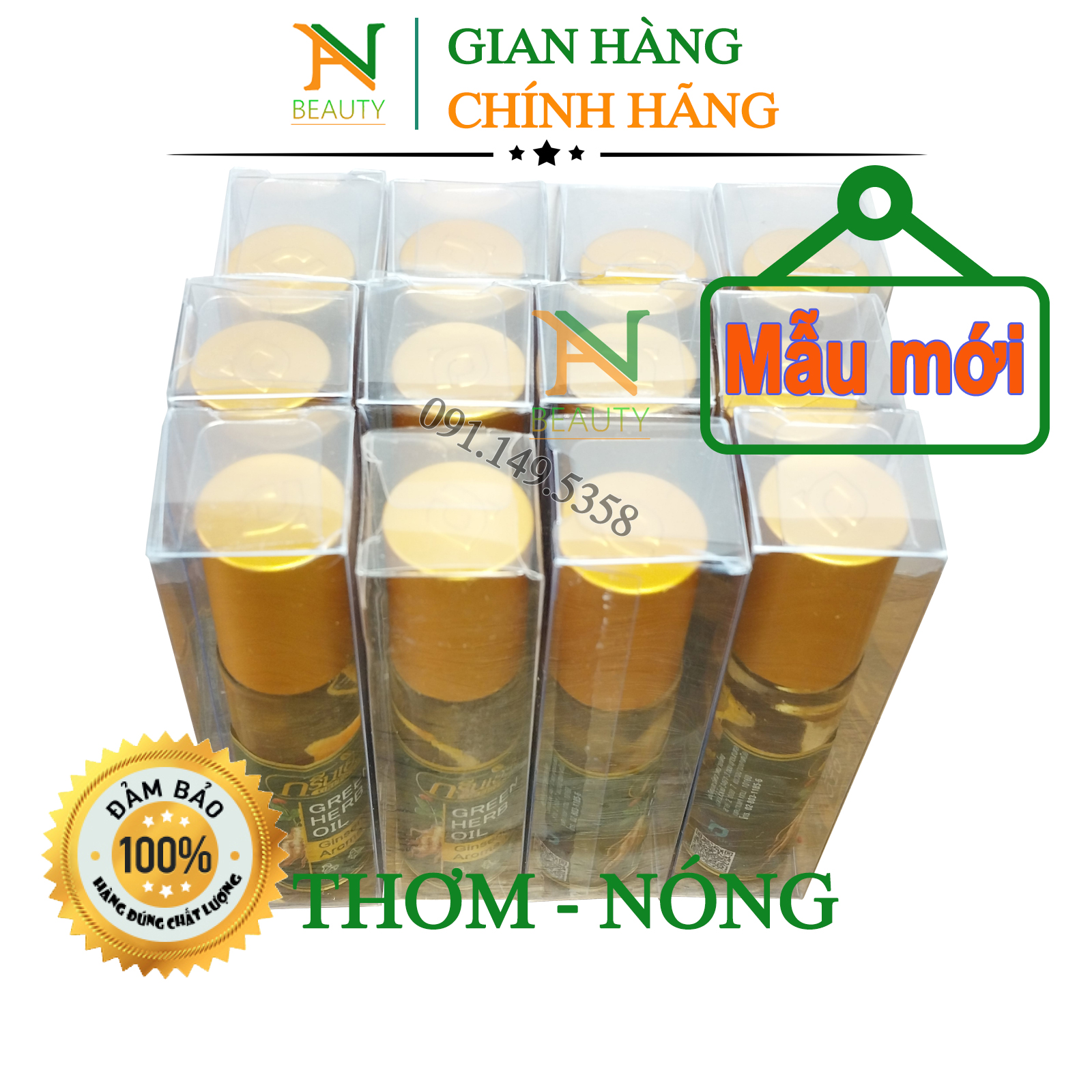 [Mẫu mới] Dầu gió lăn sâm Thái Lan Green Herb Oil 8cc