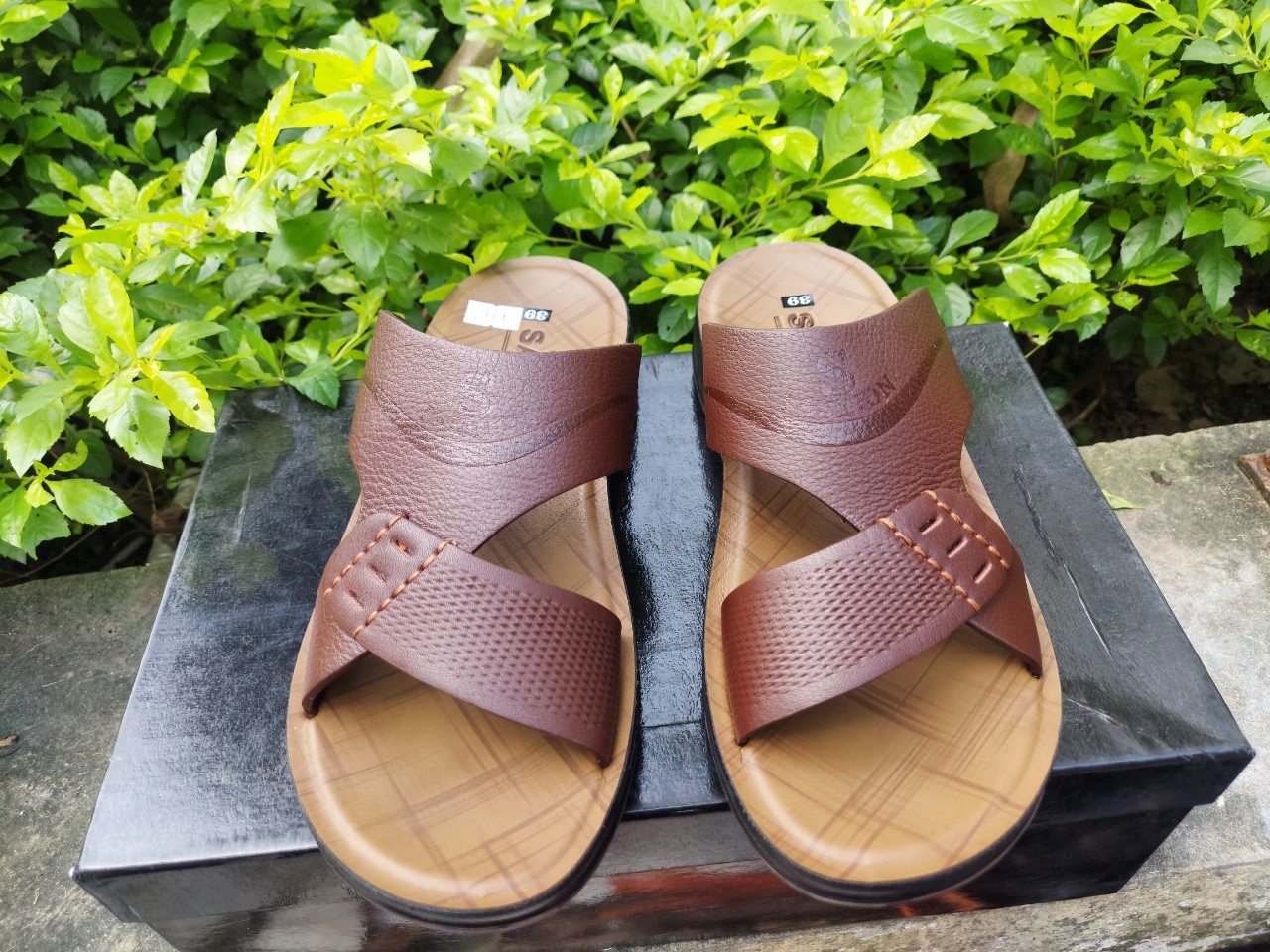 Dép xăng đan da bò mềm đế cao 4cm