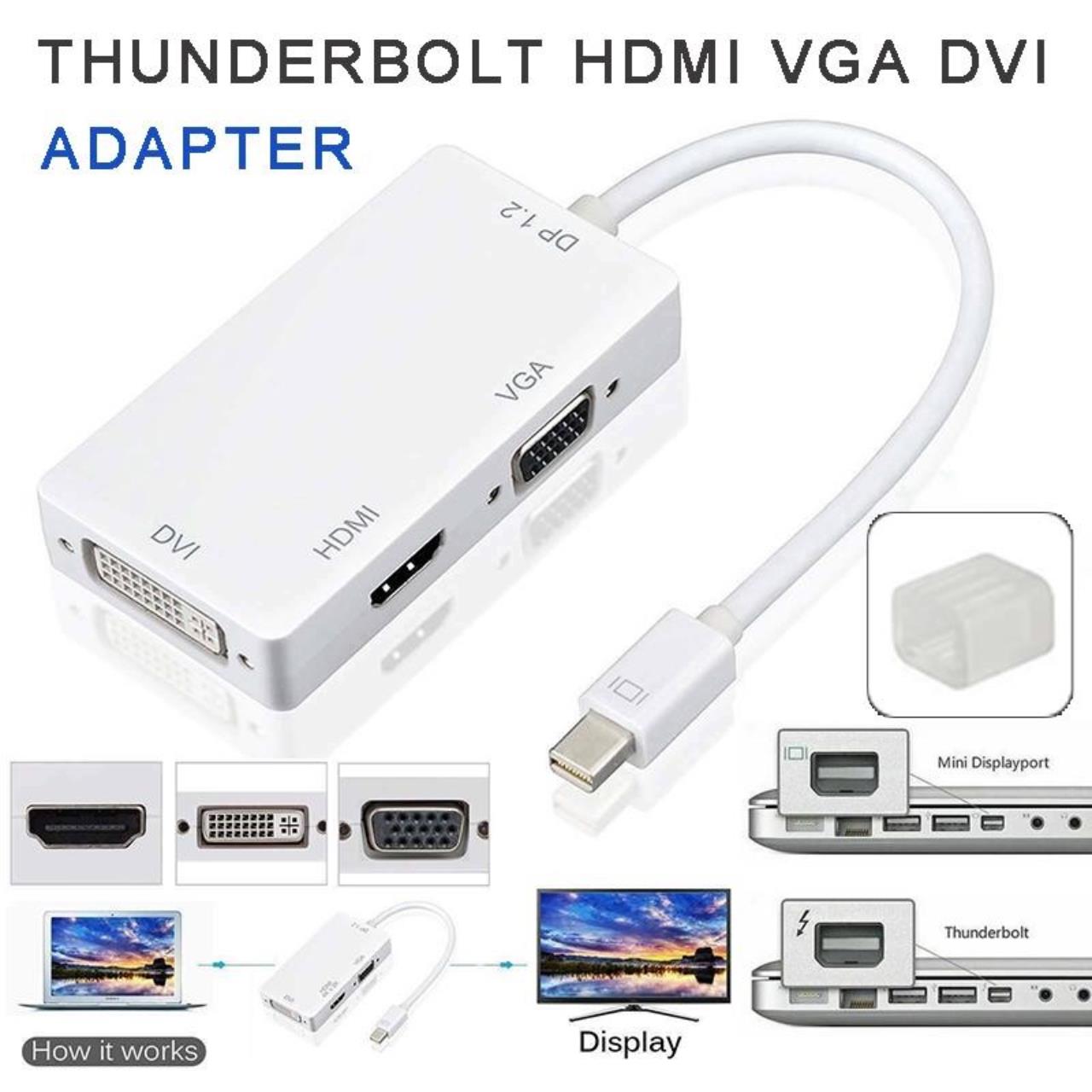Cáp Chuyển mini Displayport to HDMI VGA DVI adapter (Trắng)