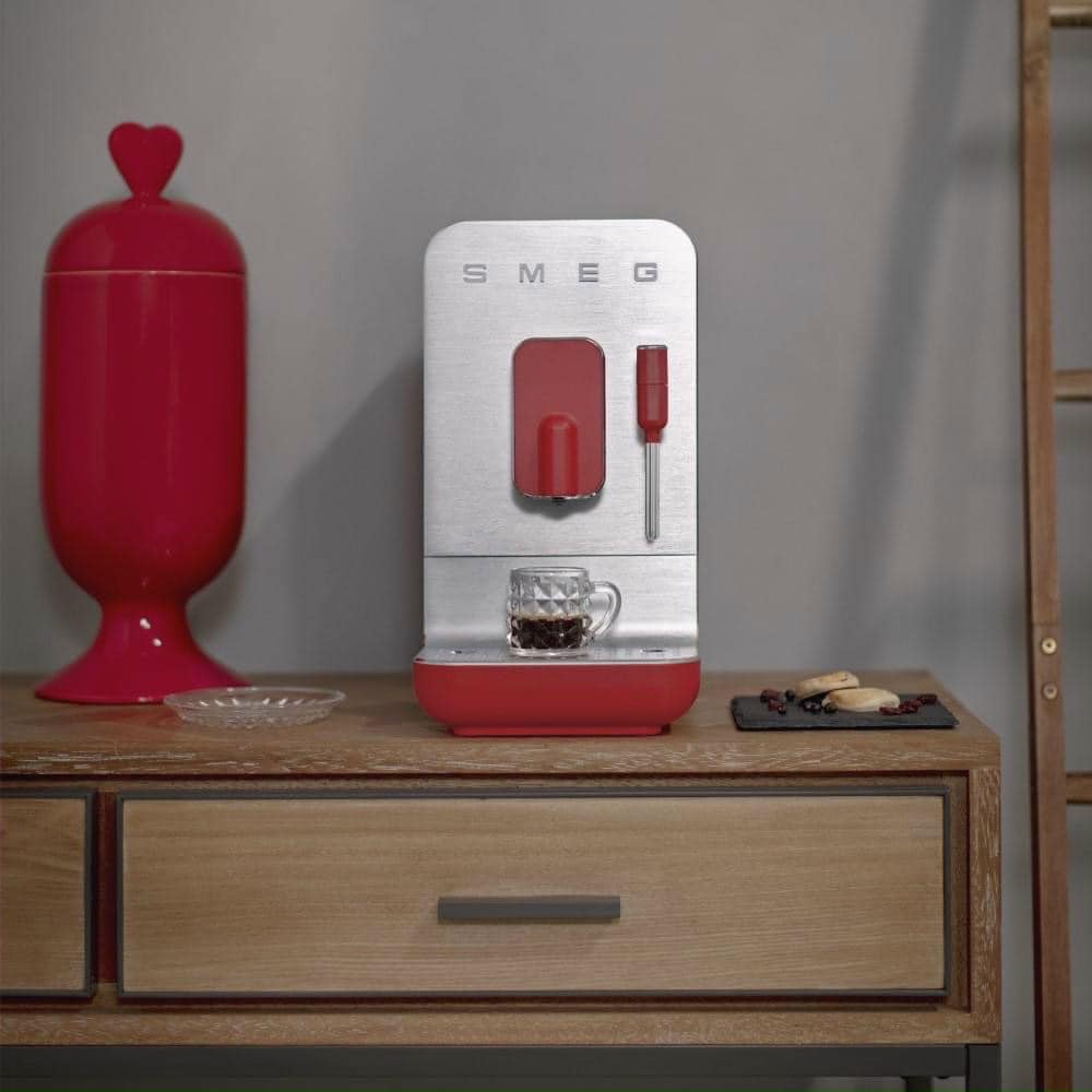 Smeg BCC02RDMEU Red Fully Automatic Coffee Maker, Smeg Coffee Maker, Coffee Maker, Espresso, Cappuccino, Smeg Coffee Machine, Imported from Germany, 12 Month Warranty