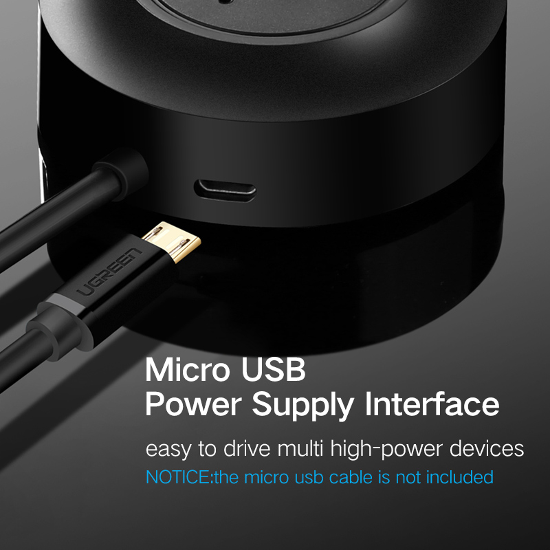 UGREEN USB 2.0 HUB 4 Ports Mini Size USB 2.0 Splitter Switch with Micro USB Charging Port for Computer Laptop Accessories for a5s Model:20277