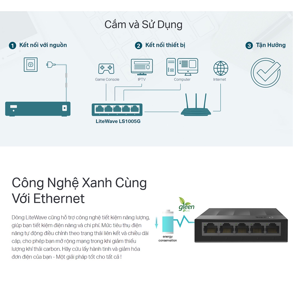 Thiết bị chuyển mạch Switch Để Bàn 5 Cổng Gigabit TP-LINK LS1005G