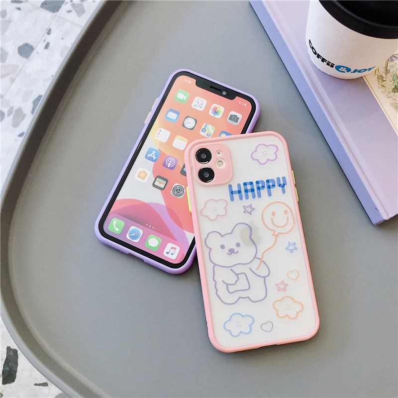 Ốp Lưng Nhám Chống Sock Va Đập Bảo Vệ Camera Happy Bear